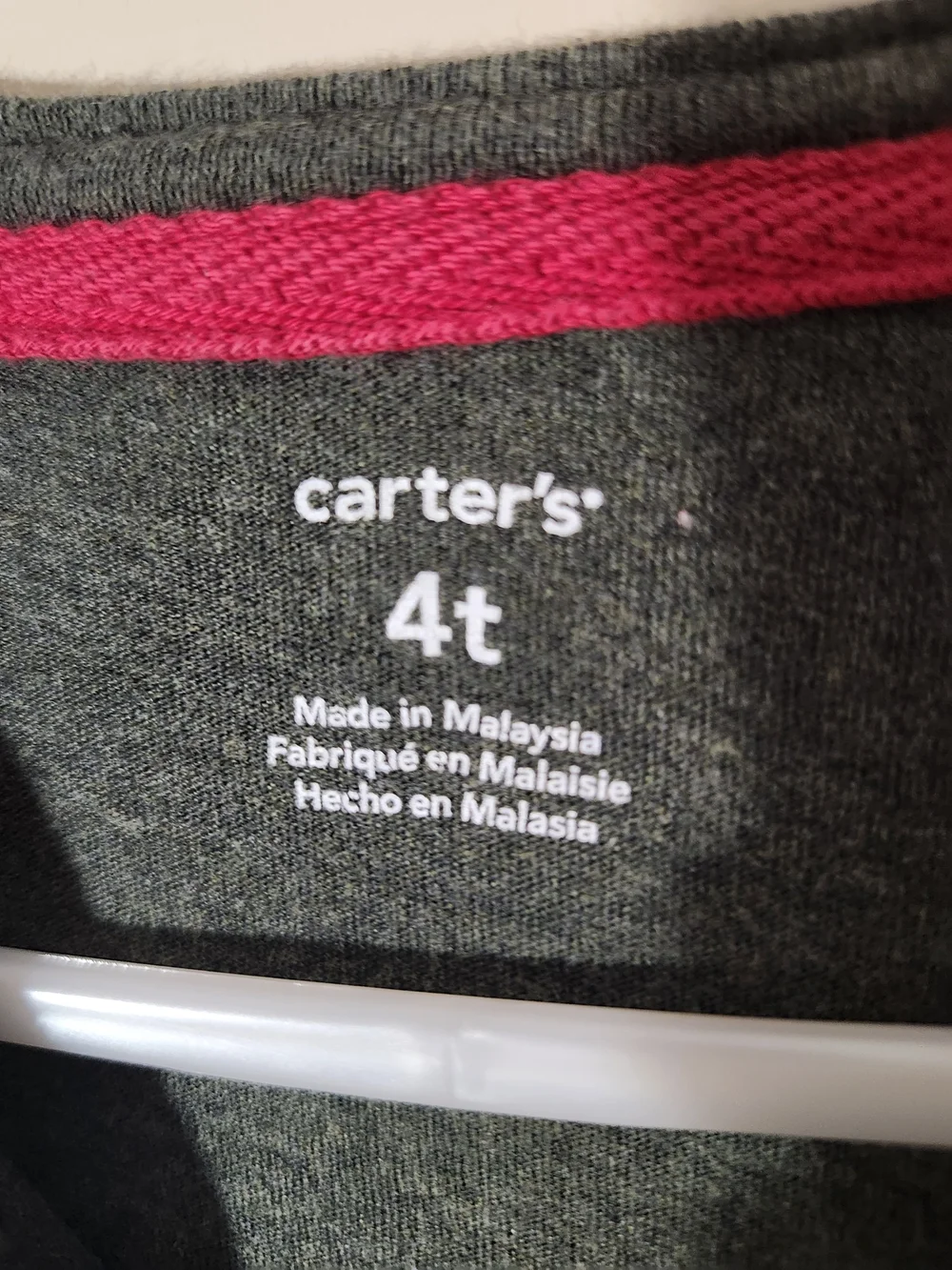 Carter's Heather Gray/Green Bear Graphic Long-Sleeve Tee with Red Plaid Hat